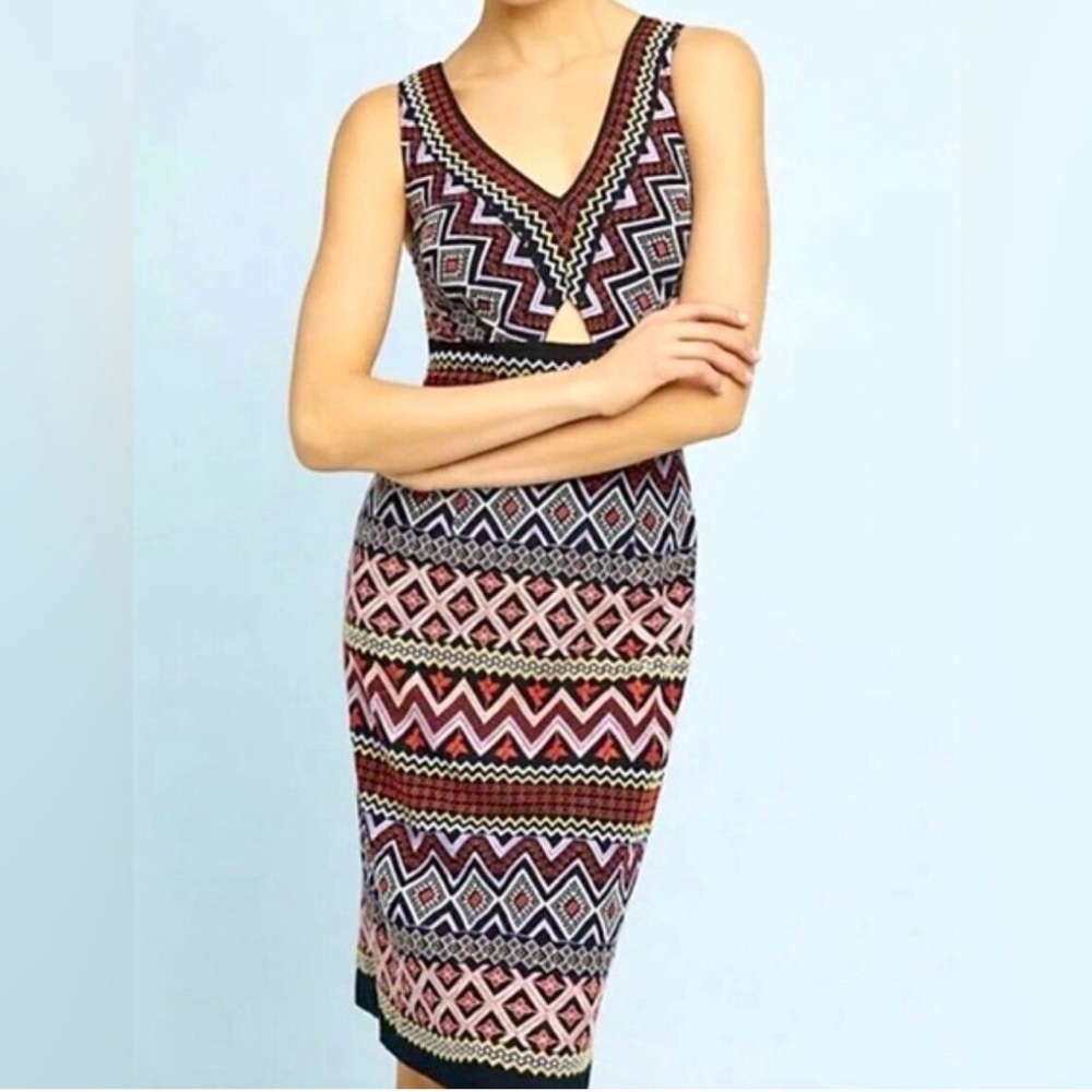Anthropologie Akemi + Kin Geo-Embroidered column dress geometric sz 10 new